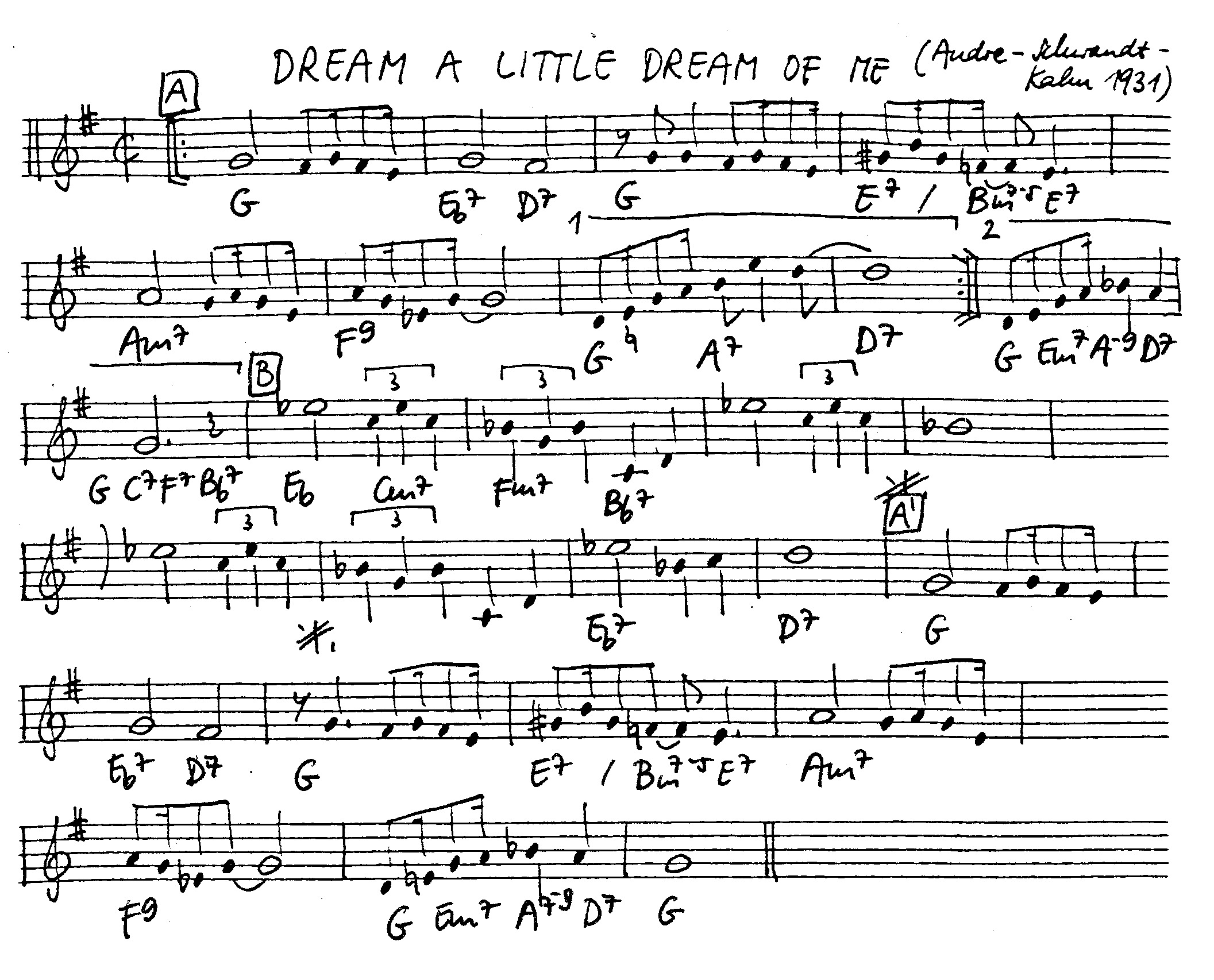 dream a little dream of me leadsheet – book us for your next 20s or gatsby event